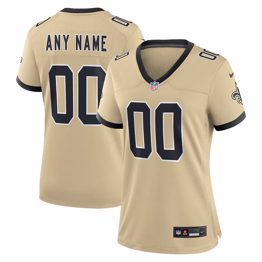 Women's New Orleans Saints Nike Gold Gameday Golds Alternate Custom Game Jersey - ujerseystore