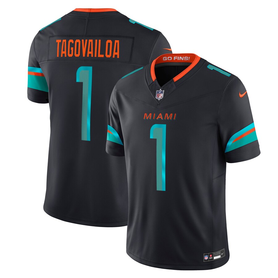 Men's Miami Dolphins Tua Tagovailoa Nike Pitch Blue 2025 Rivalries Collection Limited Jersey - ujerseystore