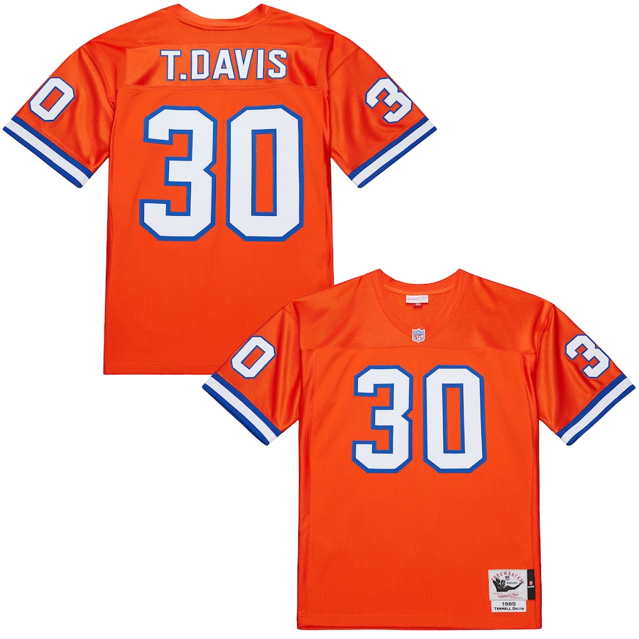 Men's Denver Broncos Terrell Davis Mitchell & Ness Orange 1995 Authentic Throwback Retired Player Jersey - ujerseystore