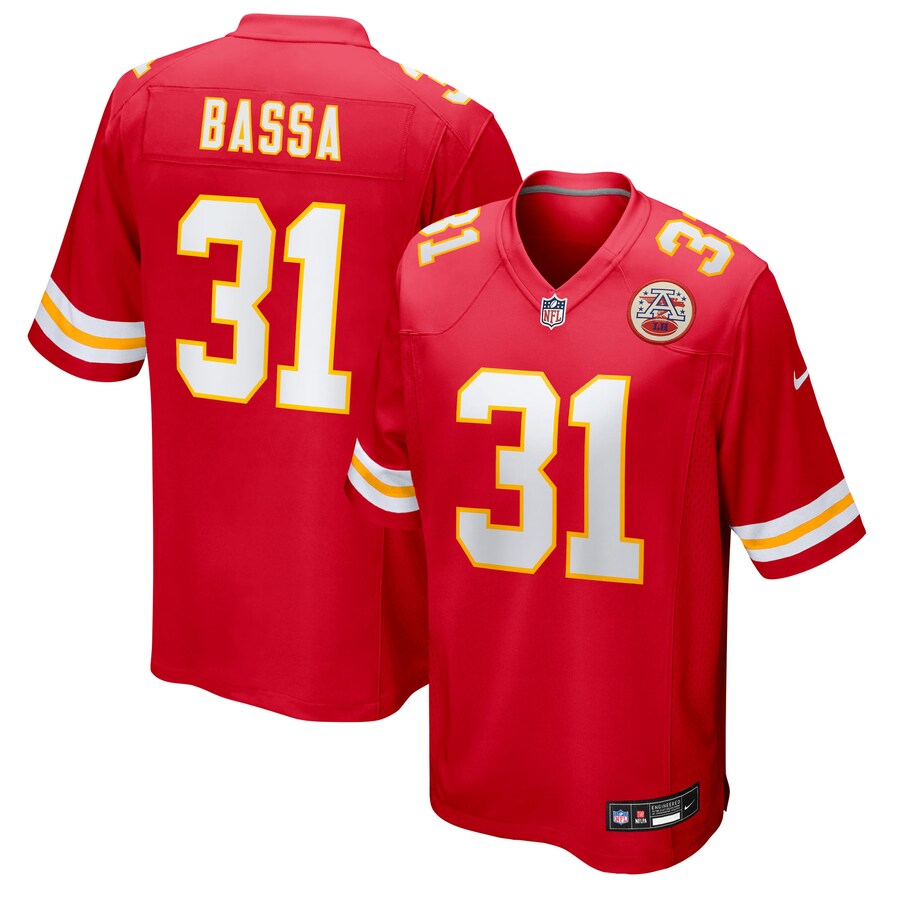 Men's Kansas City Chiefs Jeffrey Bassa Nike Red Team Game Jersey - ujerseystore
