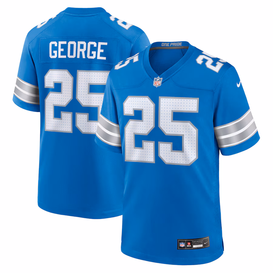 Men's Detroit Lions Allan George Nike Blue Team Game Jersey - ujerseystore