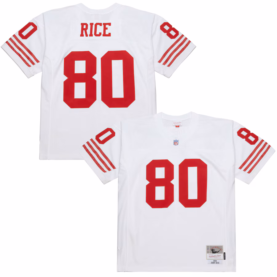 Men's San Francisco 49ers Jerry Rice Mitchell & Ness White 1994 Legacy Replica Jersey - ujerseystore