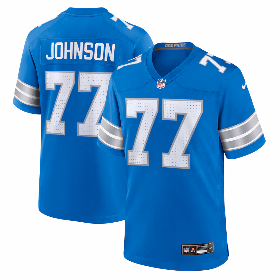 Men's Detroit Lions Zack Johnson Nike Blue Team Game Jersey - ujerseystore