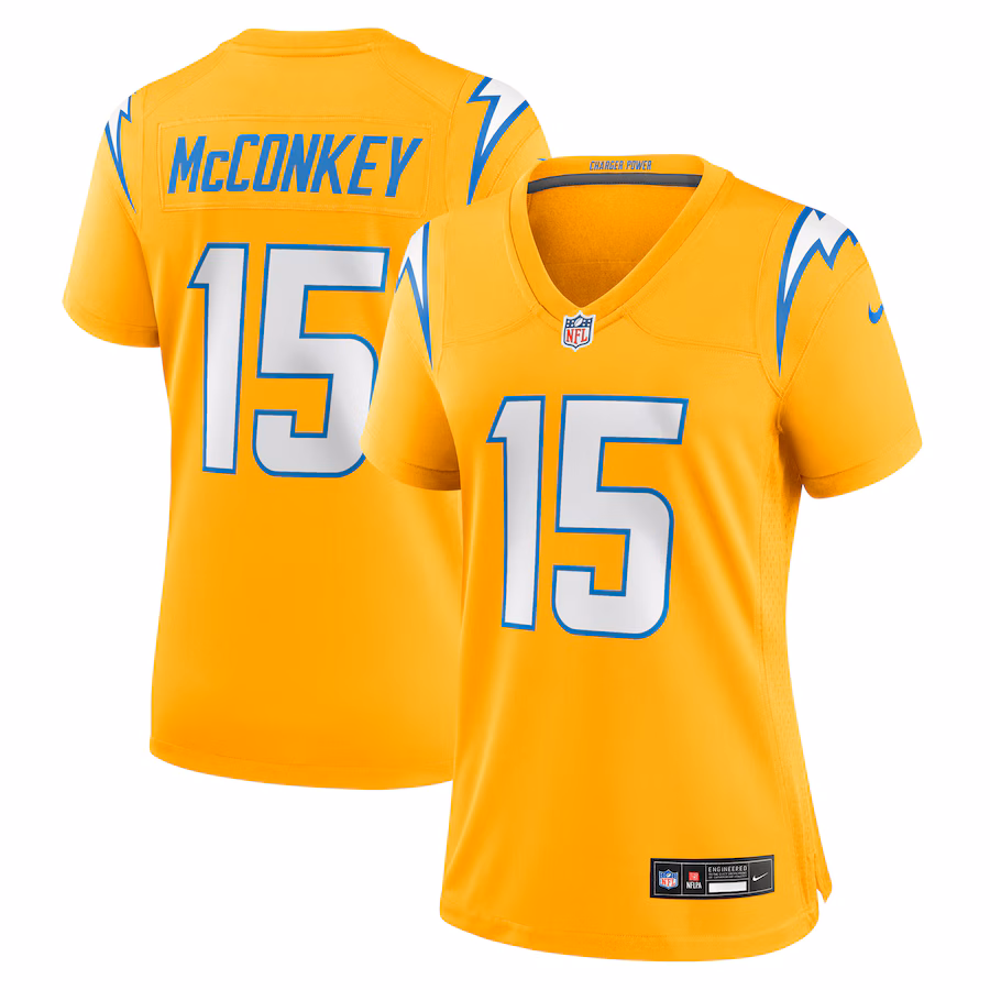 Women's Los Angeles Chargers Ladd McConkey Nike Gold Alternate Charger Power Game Jersey - ujerseystore