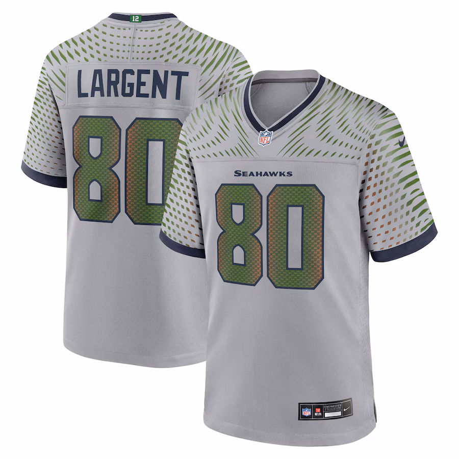 Men's Seattle Seahawks Steve Largent Nike Wolf Gray 2025 Rivalries Collection Retired Player Game Jersey - ujerseystore