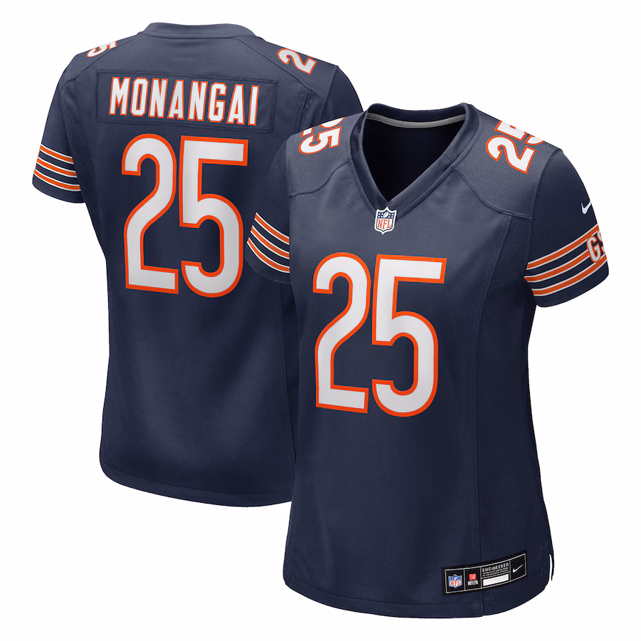Women's Chicago Bears Kyle Monangai Nike Navy Team Game Jersey - ujerseystore