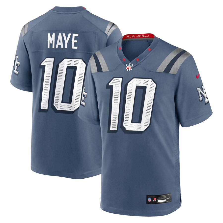 Men's New England Patriots Drake Maye Nike Storm Blue 2025 Rivalries Collection Game Jersey - ujerseystore