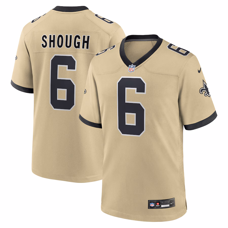 Men's New Orleans Saints Tyler Shough Nike Gold Alternate Game Player Jersey - ujerseystore