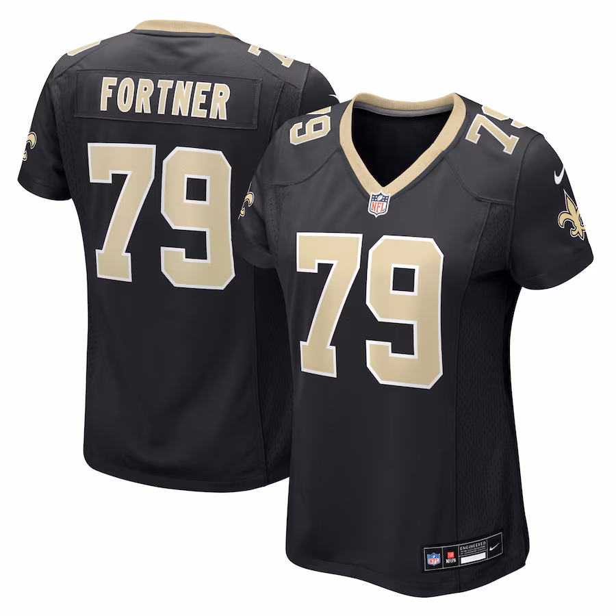 Women's New Orleans Saints Luke Fortner Nike Black Team Game Jersey - ujerseystore