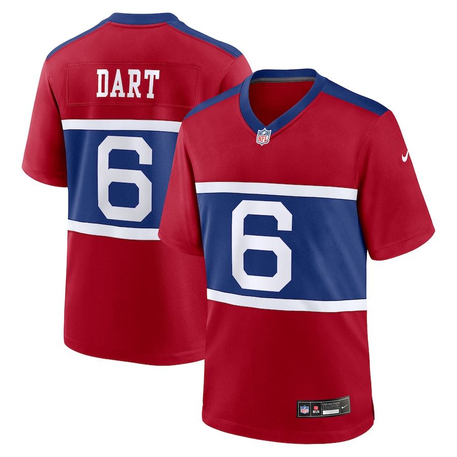 Men's New York Giants Jaxson Dart Nike Red Alternate Century Red Game Jersey - ujerseystore