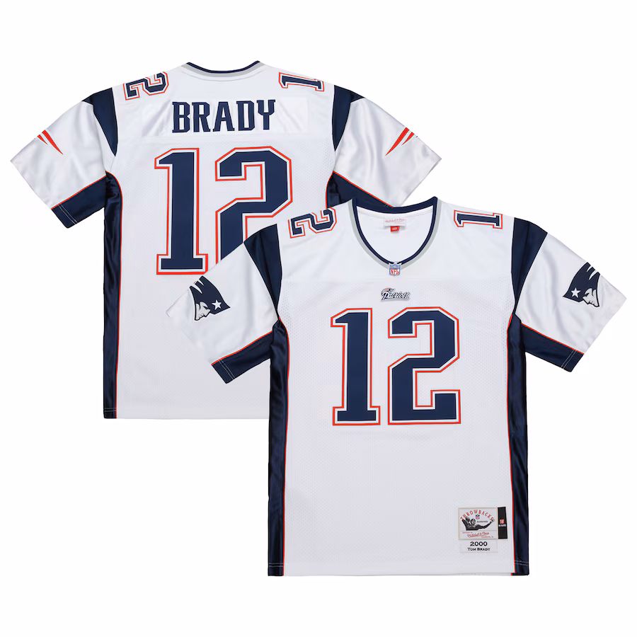 Men's New England Patriots Tom Brady Mitchell & Ness White 2000 Authentic Jersey - ujerseystore