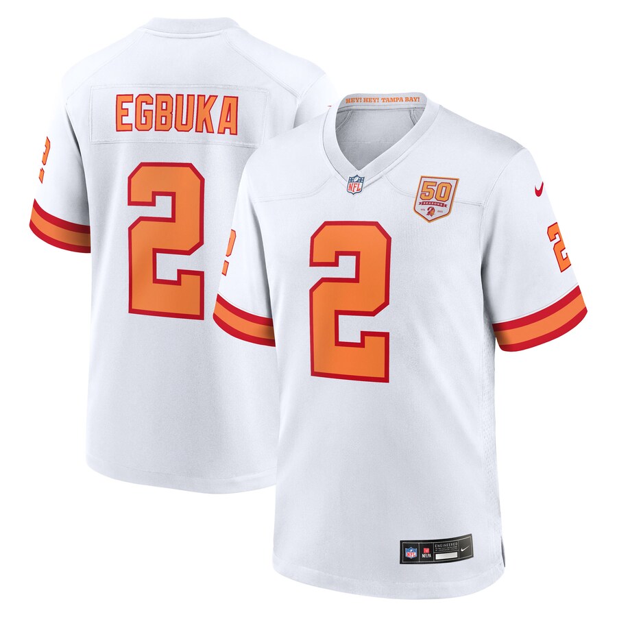 Men's '76 Tampa Bay Buccaneers Emeka Egbuka Nike White Alternate 50th Season Game Jersey - ujerseystore