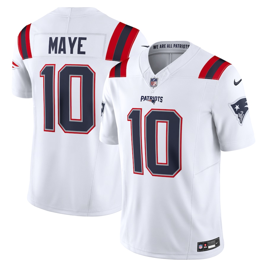Men's New England Patriots Drake Maye Nike White Vapor F.U.S.E. Limited Jersey - ujerseystore