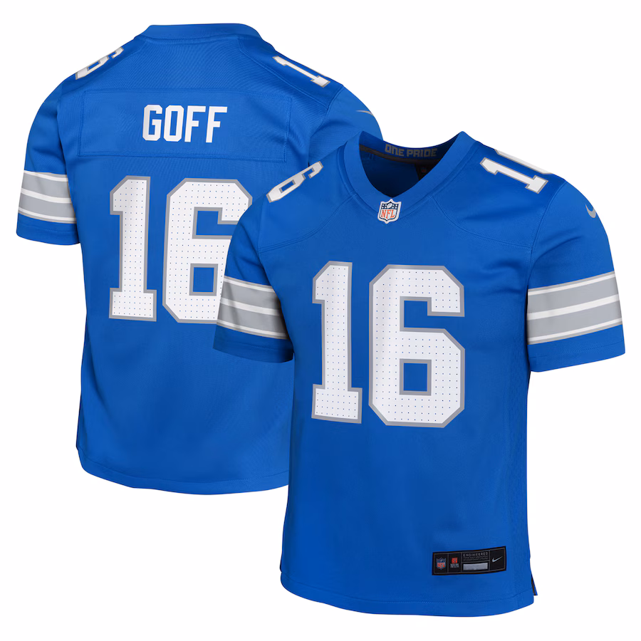Youth Detroit Lions Jared Goff Nike Blue Game Jersey - ujerseystore