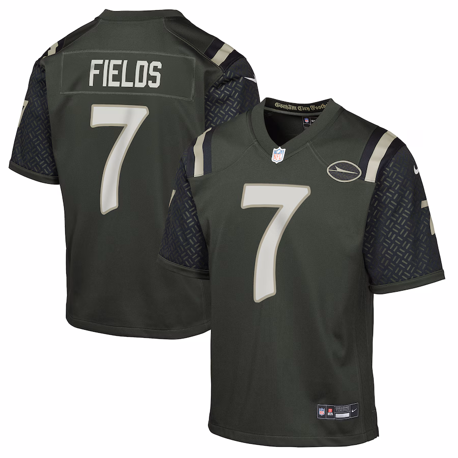Youth New York Jets Justin Fields Nike Gotham Green 2025 Rivalries Collection Game Jersey - ujerseystore