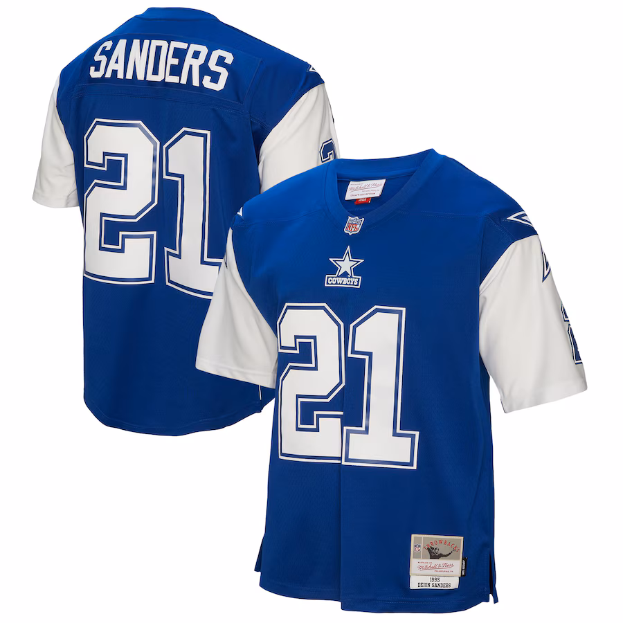 Men's Dallas Cowboys Deion Sanders Mitchell & Ness Blue 1995 Legacy Replica Jersey - ujerseystore