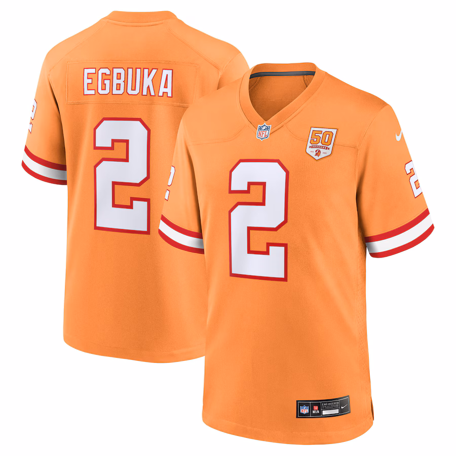 Men's Tampa Bay Buccaneers Emeka Egbuka Nike Creamsicle Alternate 2 50th Season Game Jersey - ujerseystore