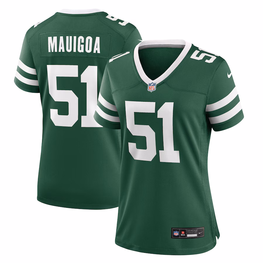 Women's New York Jets Francisco Mauigoa Nike Legacy Green Team Game Jersey - ujerseystore