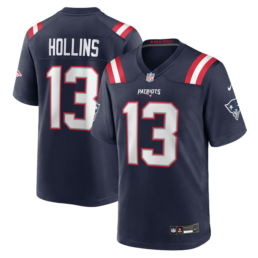 Men's New England Patriots Mack Hollins Nike Navy Team Game Jersey - ujerseystore