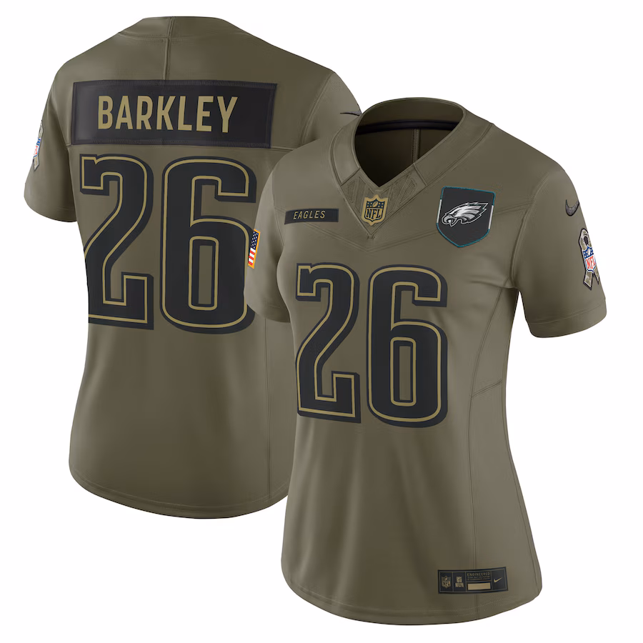 Women's Philadelphia Eagles Saquon Barkley Nike Olive 2025 Salute to Service Limited Jersey - ujerseystore