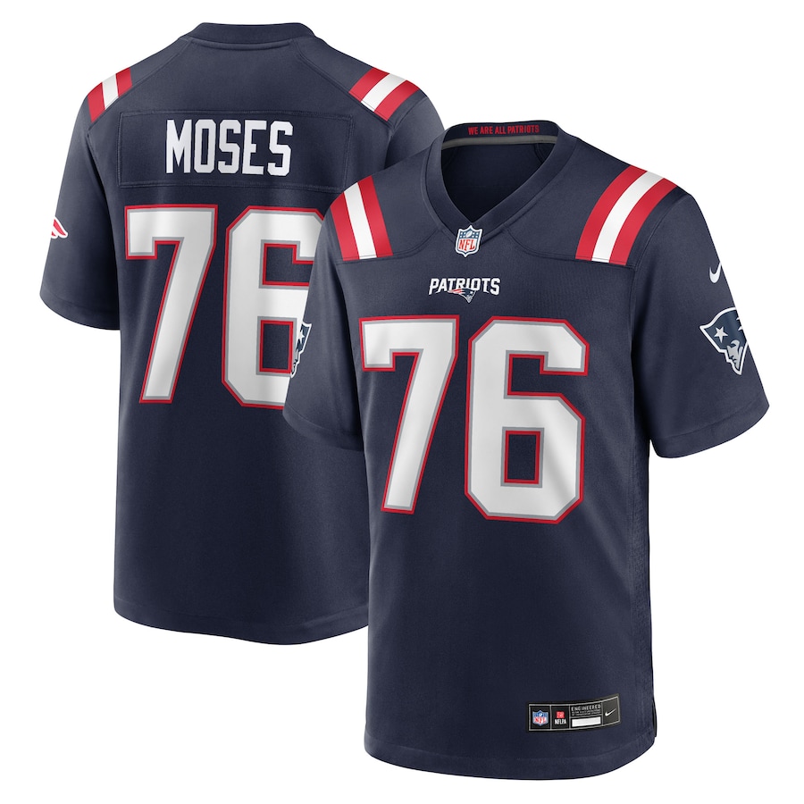 Men's New England Patriots Morgan Moses Nike Navy Team Game Jersey - ujerseystore