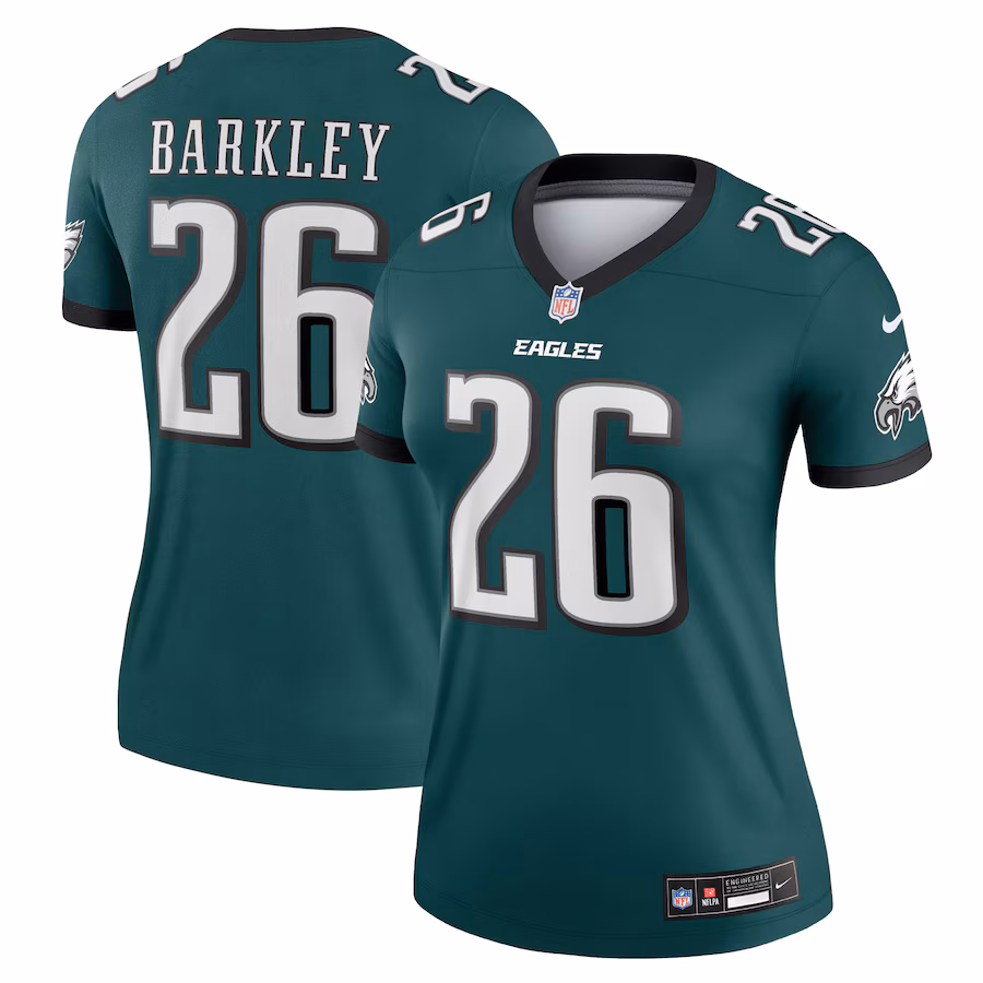 Women's Philadelphia Eagles Saquon Barkley Nike Midnight Green Legend Player Performance Top - ujerseystore
