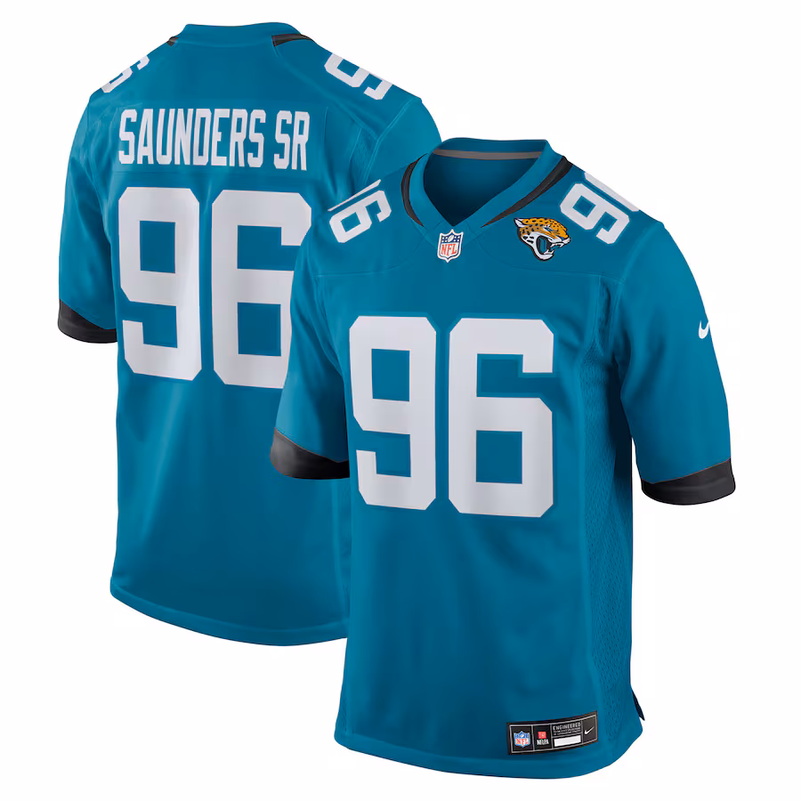 Men's Jacksonville Jaguars Khalen Saunders Nike Teal Team Game Jersey - ujerseystore