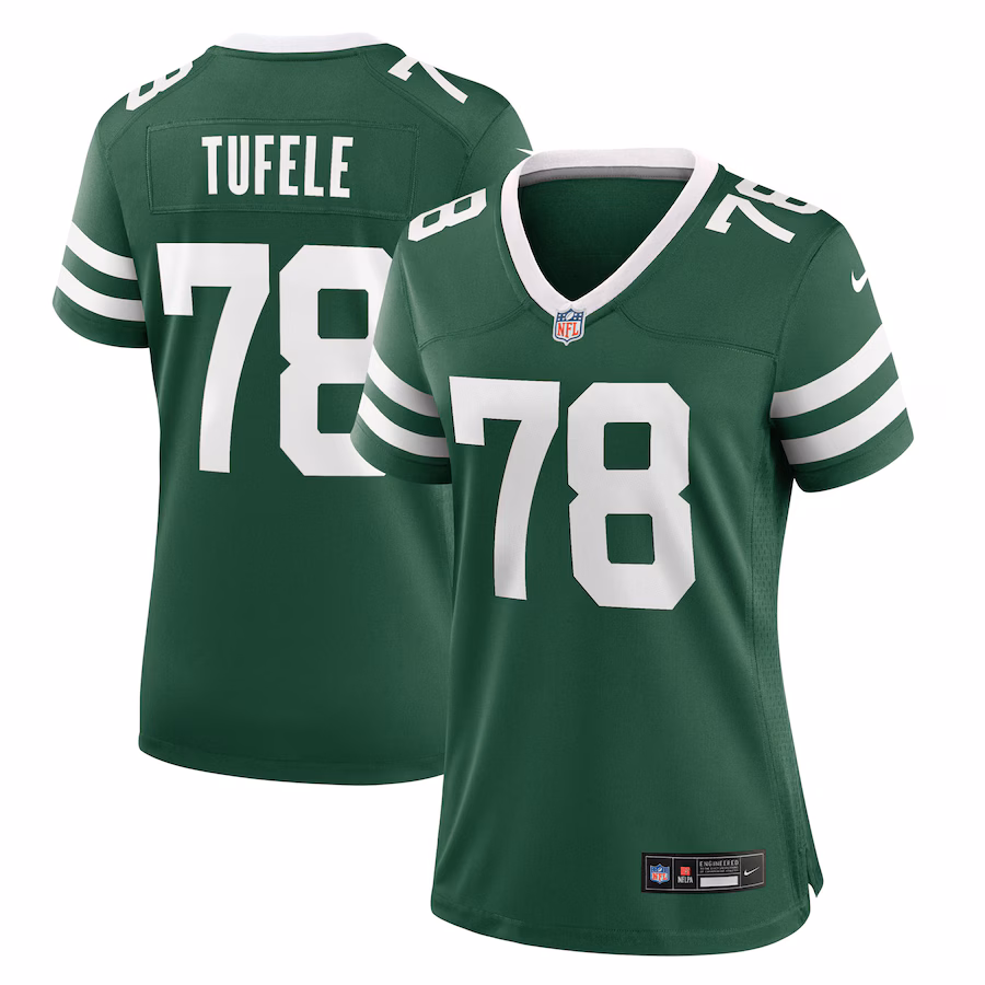 Women's New York Jets Jay Tufele Nike Legacy Green Team Game Jersey - ujerseystore