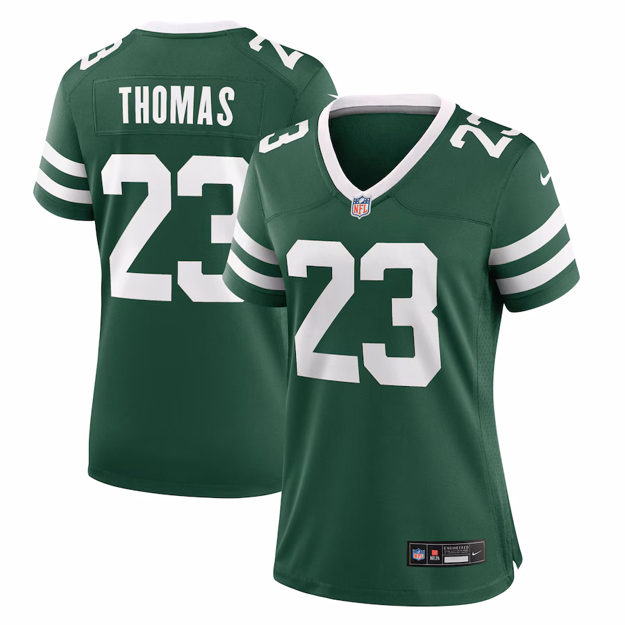 Women's New York Jets Azareye'h Thomas Nike Legacy Green Team Game Jersey - ujerseystore
