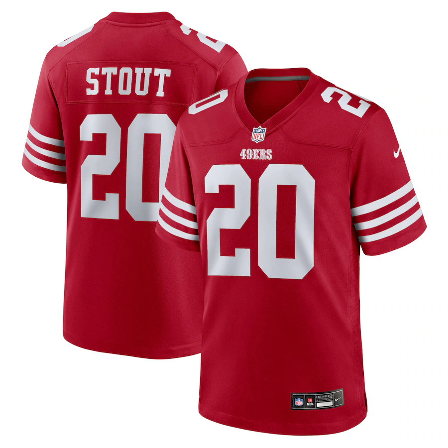 Men's San Francisco 49ers Upton Stout Nike Scarlet Team Game Jersey - ujerseystore