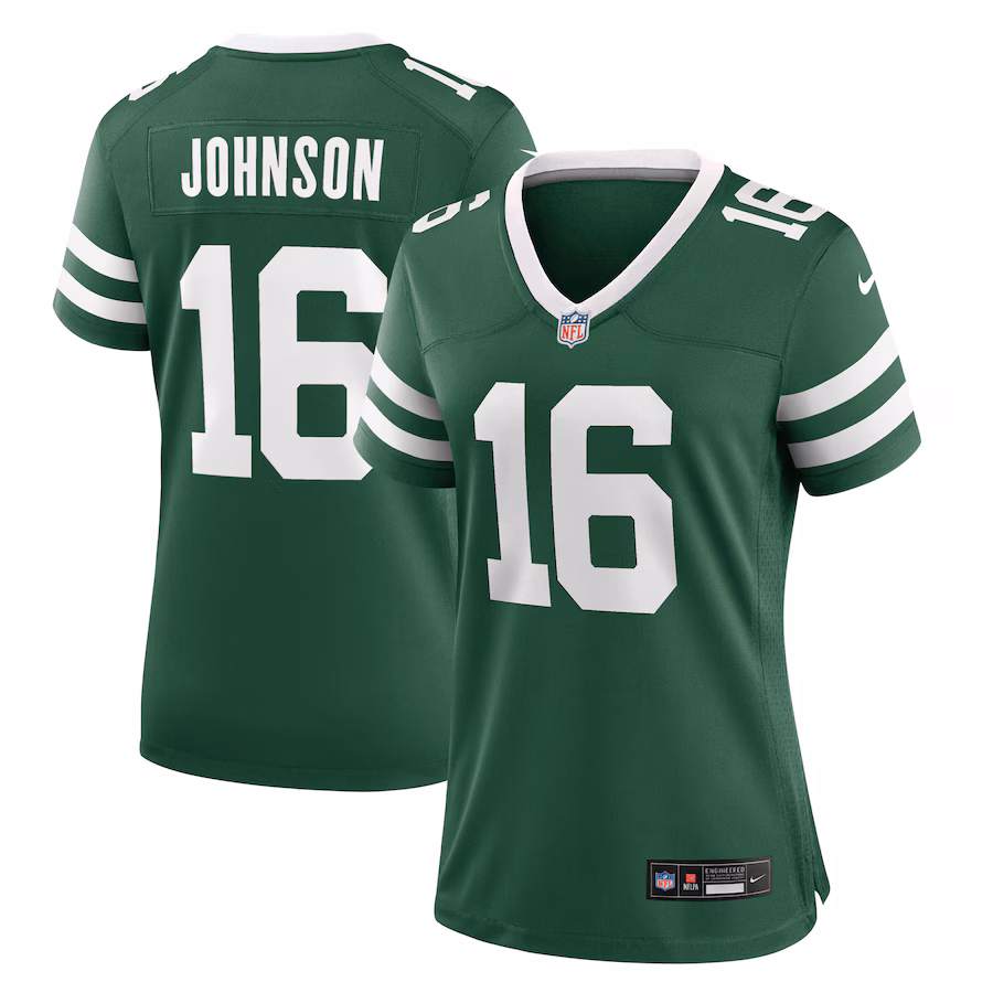 Women's New York Jets Tyler Johnson Nike Legacy Green Team Game Jersey - ujerseystore