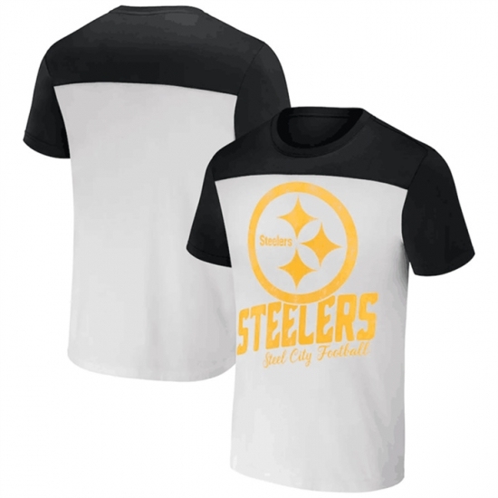 Men's Pittsburgh Steelers Cream Black X Darius Rucker Collection Colorblocked T Shirt - ujerseystore