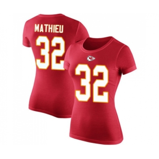 Football Women's Kansas City Chiefs #32 Tyrann Mathieu Red Rush Pride Name & Number T-Shirt - ujerseystore