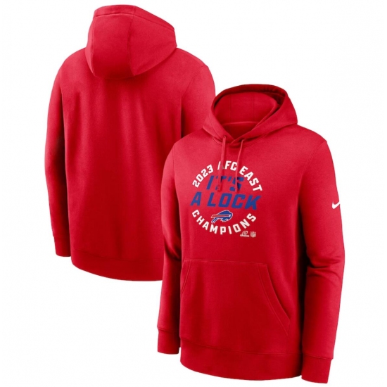 Men's Buffalo Bills Red 2023 AFC East Division Champions Locker Room Trophy Collection Club Pullover Hoodie - ujerseystore