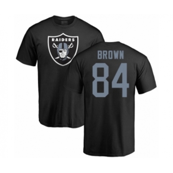 Football Oakland Raiders #84 Antonio Brown Black Name & Number Logo T-Shirt - ujerseystore