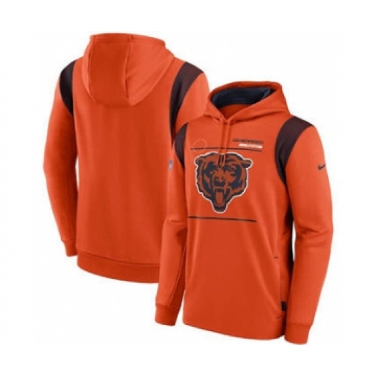 Men's Chicago Bears 2021 Orange Sideline Logo Performance Pullover Hoodie - ujerseystore