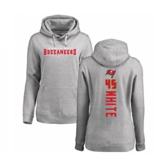 Football Women's Tampa Bay Buccaneers #45 Devin White Ash Backer Pullover Hoodie - ujerseystore
