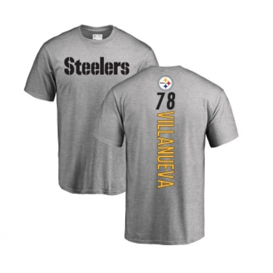 Football Pittsburgh Steelers #78 Alejandro Villanueva Ash Backer T-Shirt - ujerseystore