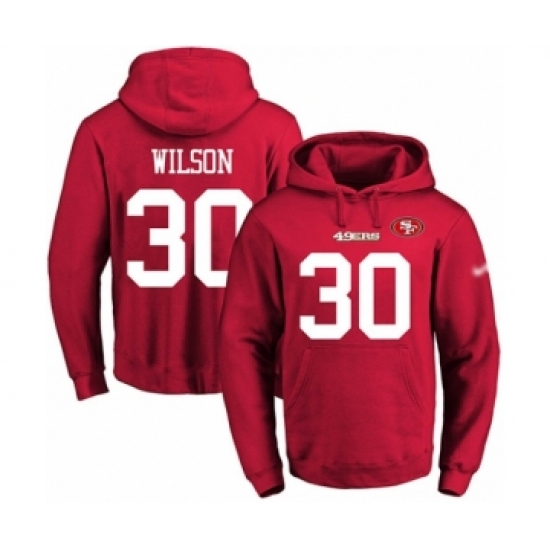 Football Men's San Francisco 49ers #30 Jeff Wilson Red Name & Number Pullover Hoodie - ujerseystore