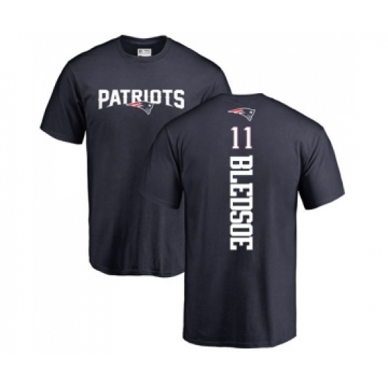 Football New England Patriots #11 Drew Bledsoe Navy Blue Backer T-Shirt - ujerseystore
