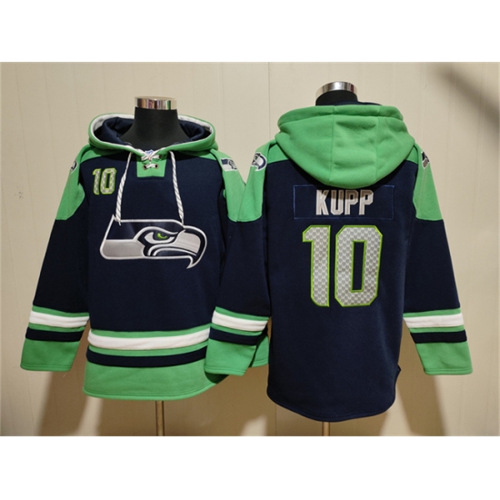 Men's Seattle Seahawks #10 Cooper Kupp Navy Green Ageless Must-Have Lace-Up Pullover Hoodie - ujerseystore