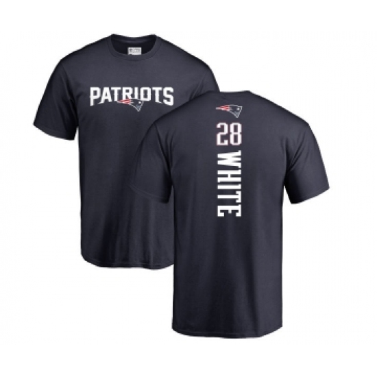 Football New England Patriots #28 James White Navy Blue Backer T-Shirt - ujerseystore