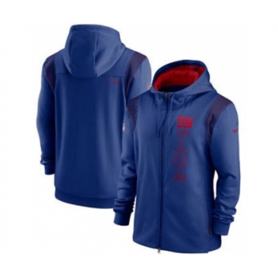 Men's New York Giants 2021 Royal Sideline Team Performance Full-Zip Hoodie - ujerseystore