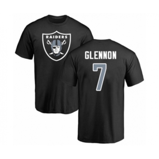 Football Oakland Raiders #7 Mike Glennon Black Name & Number Logo T-Shirt - ujerseystore