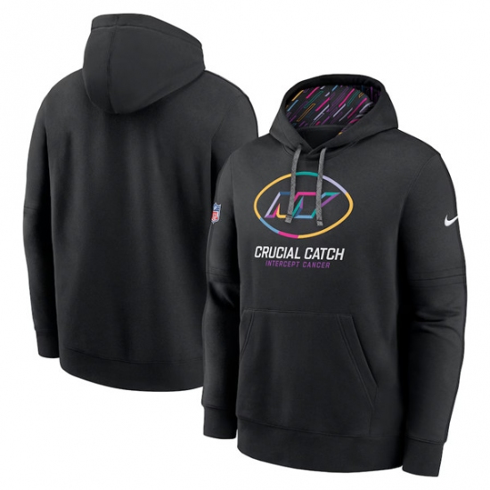 Men's New York Jets Black 2024 Crucial Catch Club Pullover Hoodie - ujerseystore