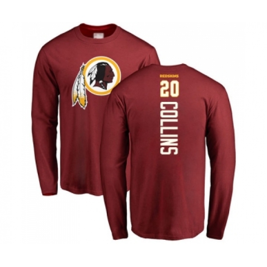 Football Washington Redskins #20 Landon Collins Maroon Backer Long Sleeve T-Shirt - ujerseystore