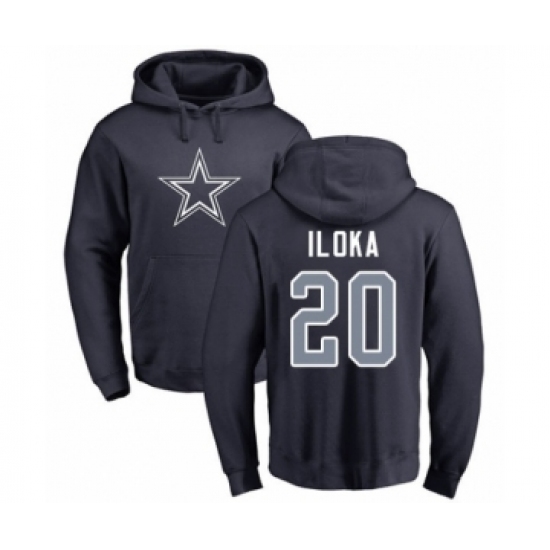 Football Dallas Cowboys #20 George Iloka Navy Blue Name & Number Logo Pullover Hoodie - ujerseystore