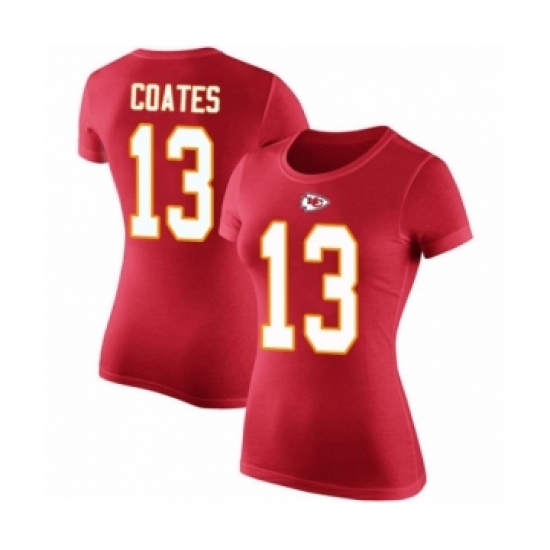 Football Women's Kansas City Chiefs #13 Sammie Coates Red Rush Pride Name & Number T-Shirt - ujerseystore