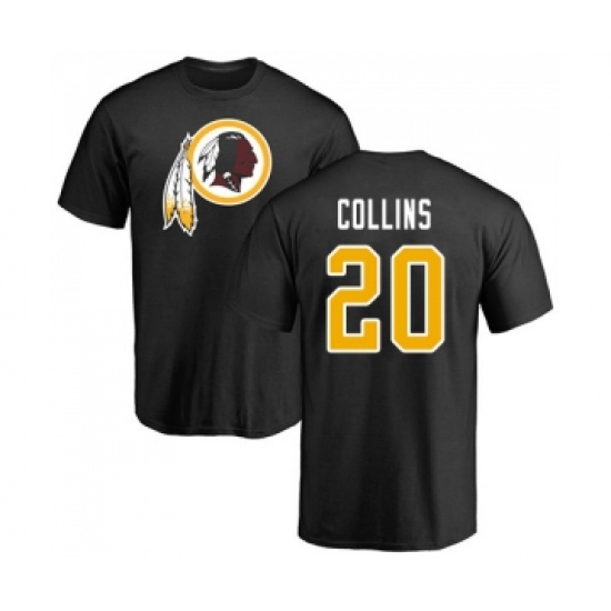 Football Washington Redskins #20 Landon Collins Black Name & Number Logo T-Shirt - ujerseystore