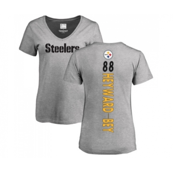 Football Women's Pittsburgh Steelers #88 Darrius Heyward-Bey Ash Backer V-Neck T-Shirt - ujerseystore
